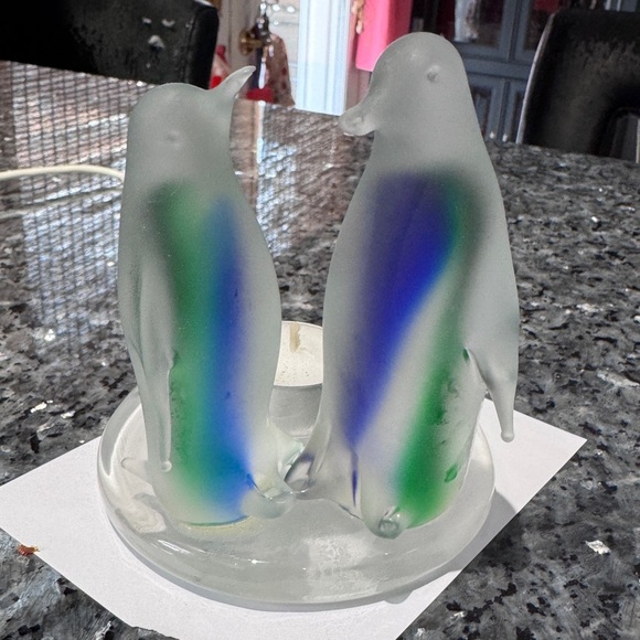 🐧 ❄️Vintage Party Lite Frosted Glass Penguin Tea Light Holder - P7196 ❄️🐧 - Picture 8 of 14